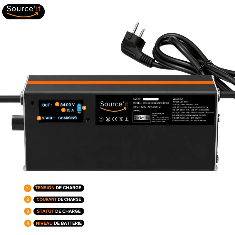 Chargeur Externe Moto électrique Horwin CR6 72V-84V 15A - Source'IT