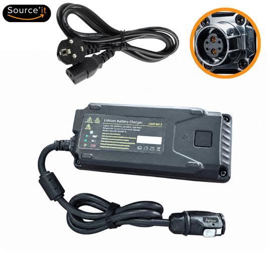 Chargeur original Light Bee 2 94,16V 13,5A étiquette et cordon secteur - Source'IT