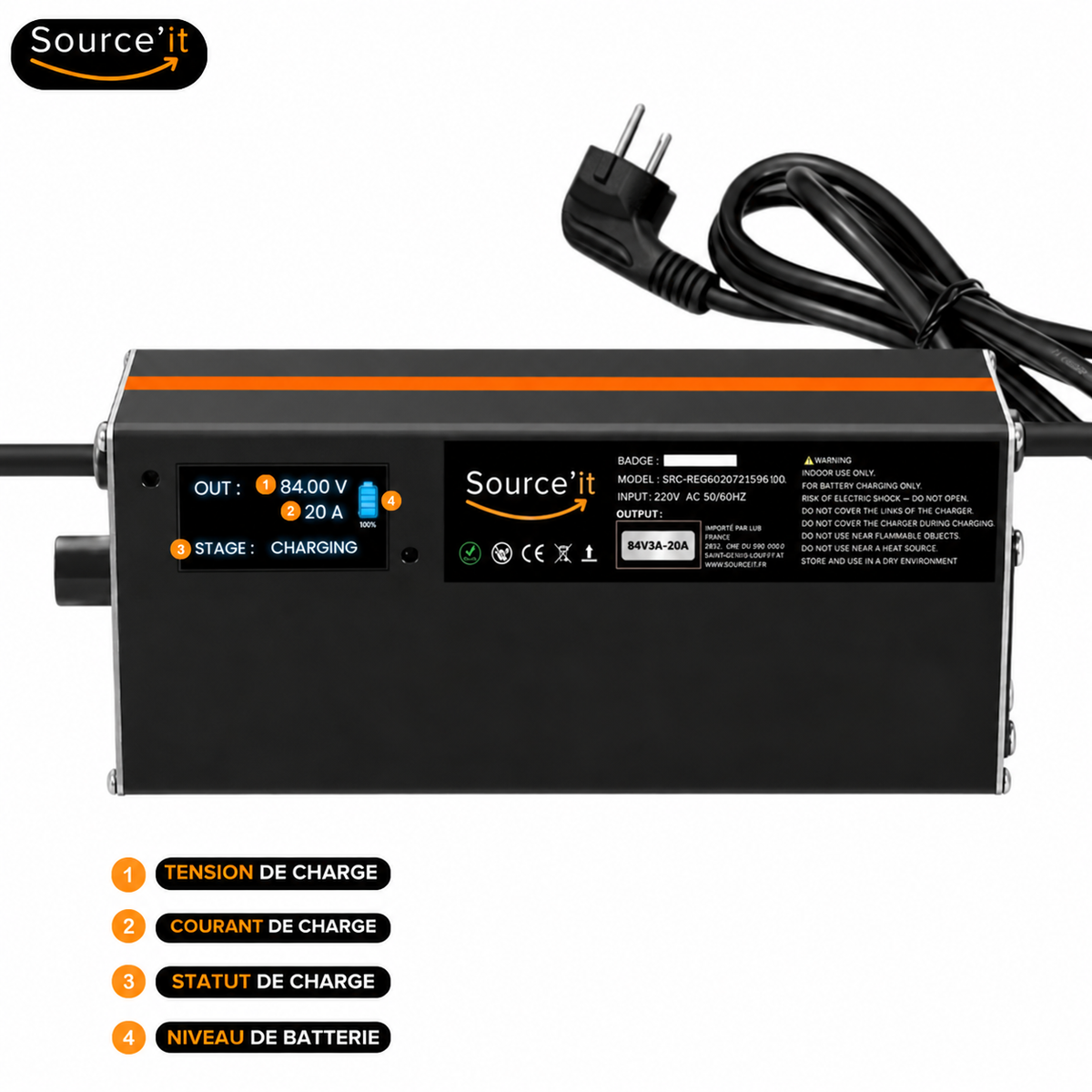 Ecran du chargeur Save My Battery 84V 20A