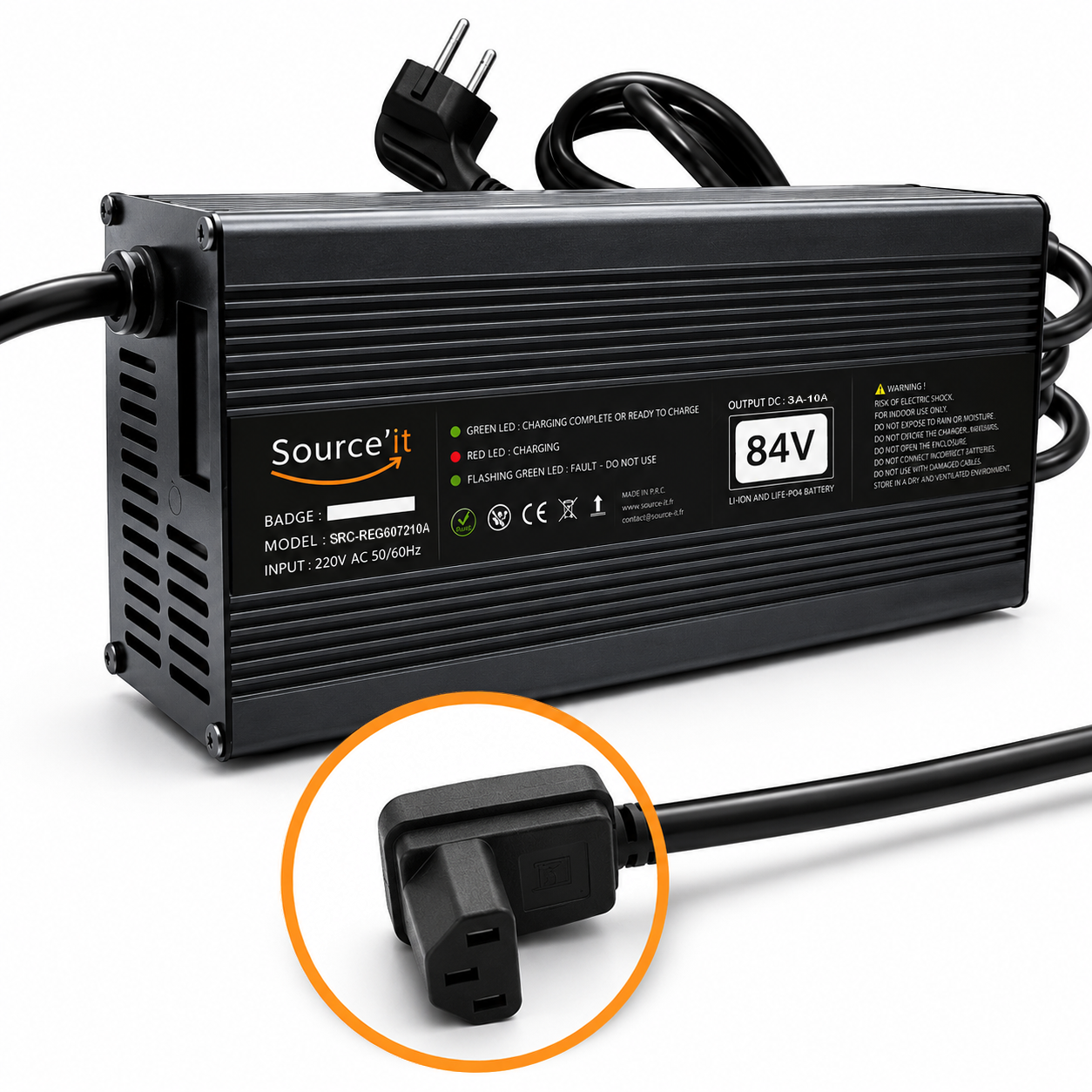 Chargeur Externe Moto électrique Horwin CR6 72V-84V 10A - Source'IT