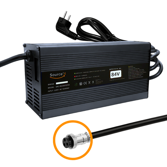 Chargeur Réglable Ultra Rapide 72V-84V 10A Nami Burn E - Burn E2 - Burn E3 3 broches - Source'IT