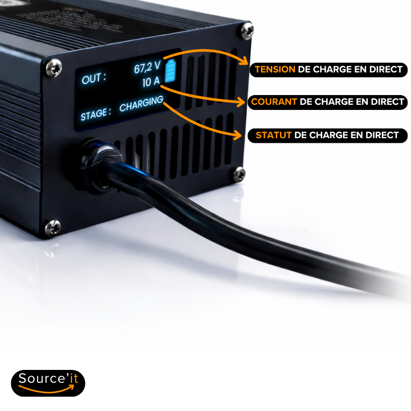 Chargeur Réglable Ultra Rapide Dualtron Victor, Victor Luxury et Victor Luxury LIMITED 60V-67,2V 10A LP16 - Source'IT