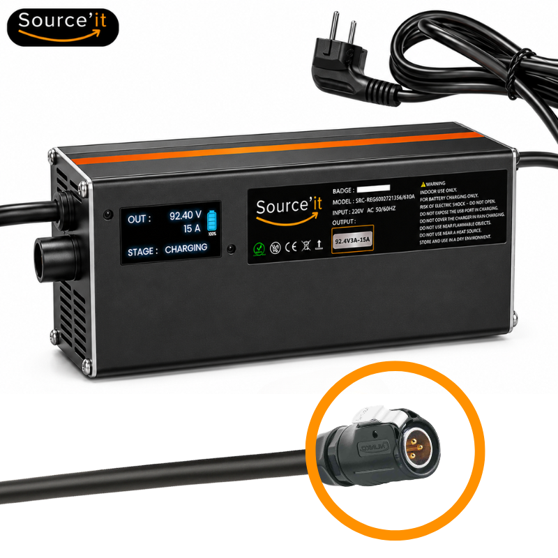 Chargeur Sur-Ron 80V-92,4V 15A (Batterie Custom 80V) LP20-3 - Source'IT