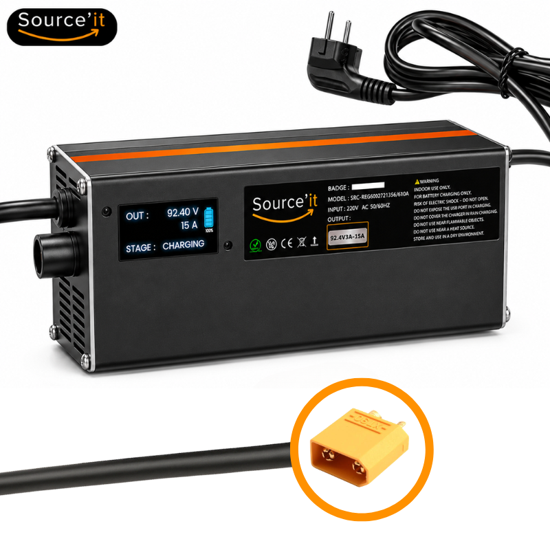 Chargeur Sur-Ron 80V-92,4V 15A (Batterie Custom 80V) XT90- Source'IT
