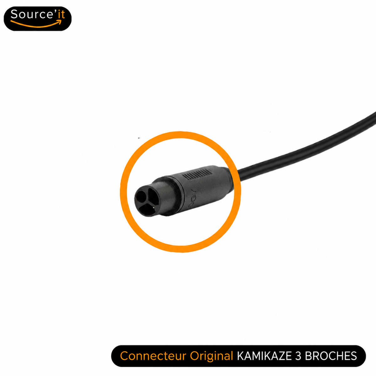 Connecteur original Kamikaze 3 broches pour Chargeur Rapide Trottinette Électrique Kamikaze K1 Lite 48V-54,6V 4A