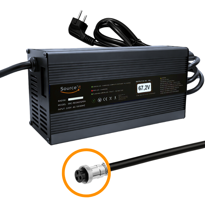 Chargeur ULTRA RAPIDE Dualtron Achilleus 60V - 67,2V 10A GX16-3 - Source'IT