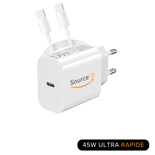 Chargeur Ultra Rapide 45W pour iPhone 16 Pro Max - Source'IT