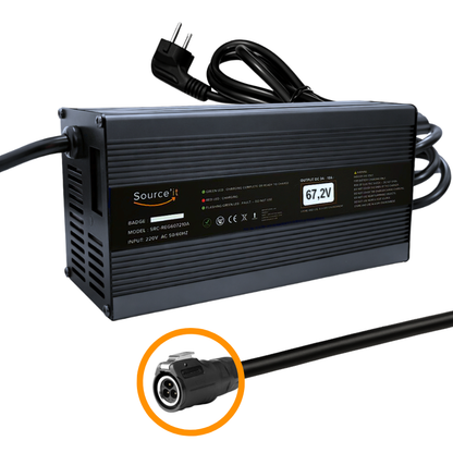 Chargeur Ultra Rapide Teverun Fighter 10 et Fighter 10+ 60V-67,2V 10A LP16 - Source'IT