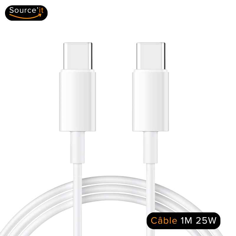 Chargeur rapide 25W pour iPhone 16 - USB-C - Source'IT - Source'IT