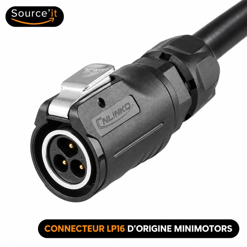 Connecteur LP16 d'origine Minimotors pour chargeur Dualtron et Teverun 72V 3A - Source'IT