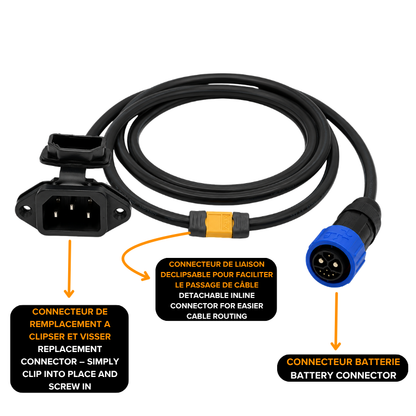 Rallonge de câble Chargeur Externe Moto électrique Horwin CR6 72V-84V 10A - Source'IT