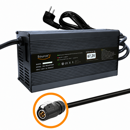 Chargeur pour batterie custom EBMX 60V-67,2V 10A standard réglable – Sur-Ron Light Bee connecteur original LP20-4
