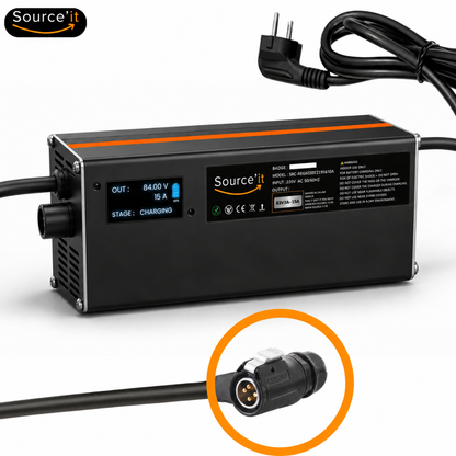 Cargador ajustable Sur-Ron Light Bee Custom 72V-84V 15A conector LP20 4 pines - Source'IT