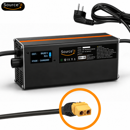 Cargador ajustable Sur-Ron Light Bee Custom 72V-84V 15A conector XT60 - Source'IT