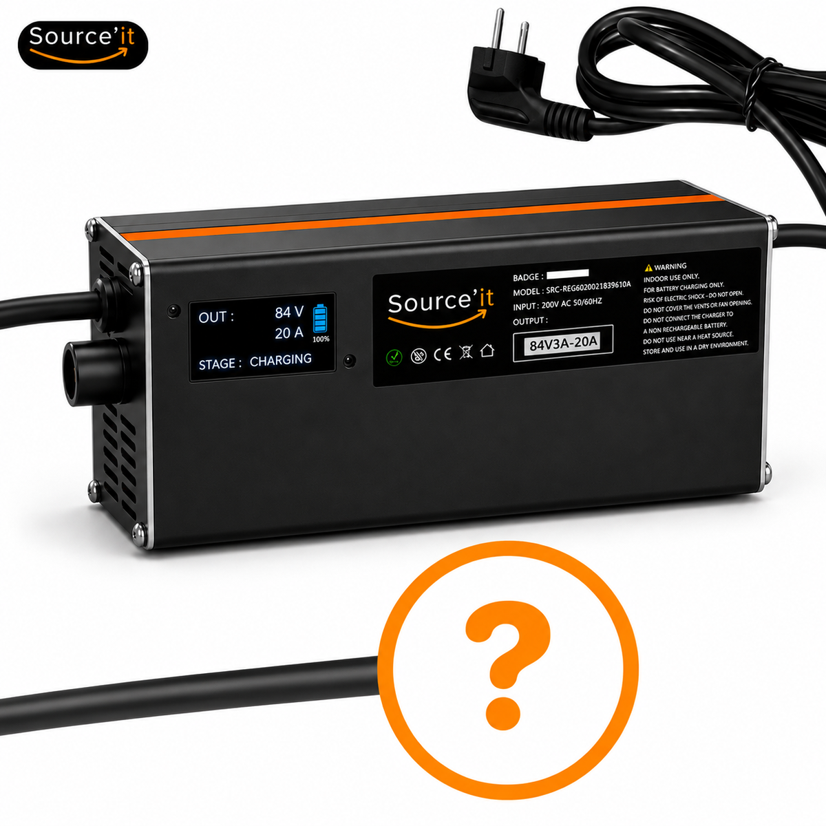 Cargador ultrarrápido ajustable Sur-Ron Light Bee Custom 72V-84V 20A conector personalizado - Source'IT
