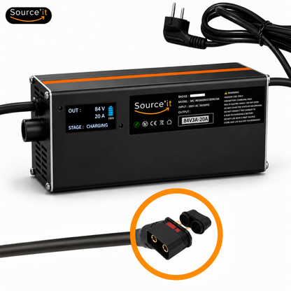 Cargador ultrarrápido ajustable Sur-Ron Light Bee Custom 72V-84V 20A conector QS8 - Source'IT