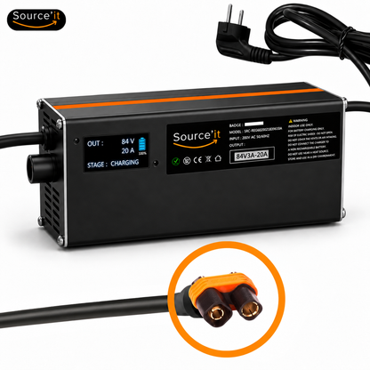 Cargador ultrarrápido ajustable Sur-Ron Light Bee Custom 72V-84V 20A conector Sur-Ron Supra - Source'IT