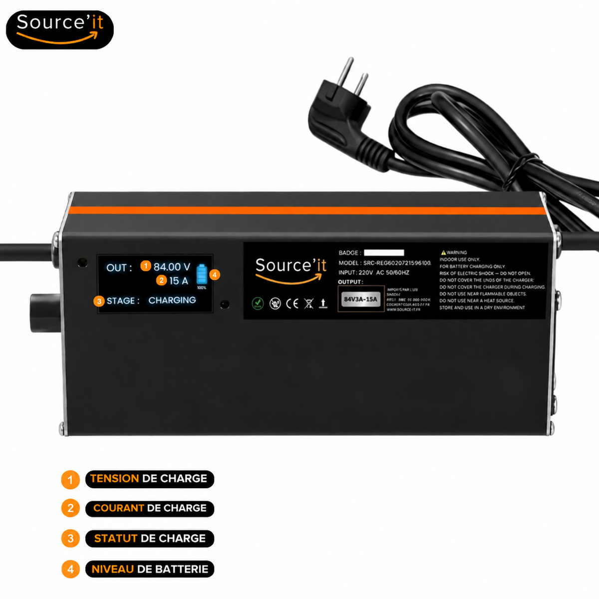 Ecran du chargeur Save My Battery 84V 15A